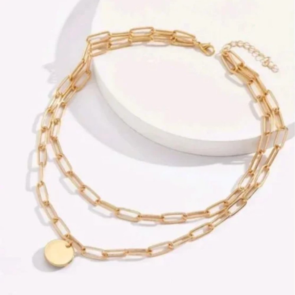 14K Gold Filled Paper Clip Gold Filled Necklace - Picture 2 of 3